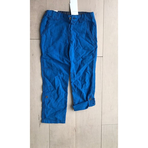 New H&M H & M boys blue adjustable waist linen Cotton blend 7-8 y - Picture 1 of 6